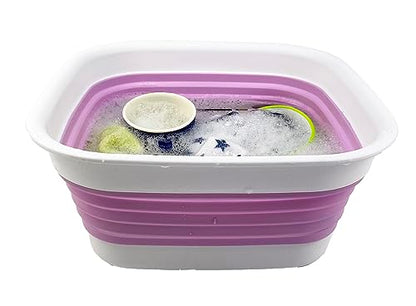 SAMMART 8L Collapsible Tub - Foldable Dish Tub - Portable Washing Basin - Space Saving Plastic Washtub