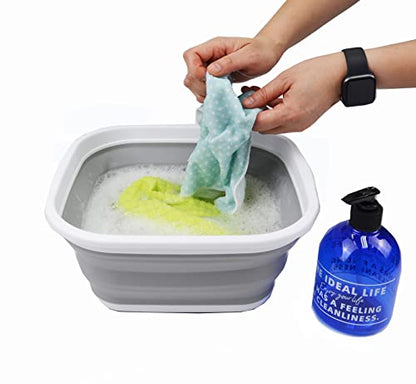 SAMMART 2 pcs Collapsible Tub Set (5.5L + 10L)-Dishpan-Foldable Washing Basin-Portable Dish Washing Tub-Space Saving Kitchen Storage Tray