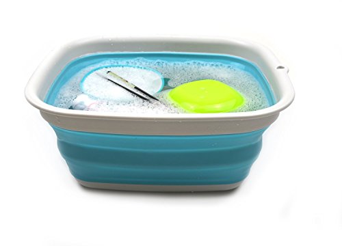 SAMMART 9.45L Collapsible Tub - Foldable Dish Tub - Portable Washing Basin - Space Saving Plastic Washtub