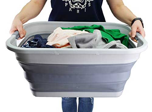 SAMMART 41L Collapsible Plastic Laundry Basket - Foldable Pop Up Storage Container/Organizer - Space Saving Hamper/Basket, Water capacity: 32L