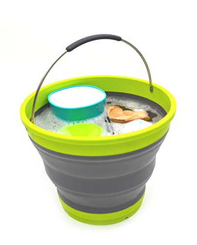 SAMMART Set of 6 Collapsible Plastic Bucket - Foldable Round Tub - Portable Fishing Water Pail - Space Saving Outdoor Waterpot, size 31cm dia (6)