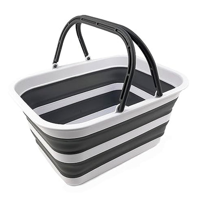 SAMMART - 12L Collapsible Tub with Handle - Portable Outdoor Picnic Basket/Crater - Foldable Shopping Bag - Space Saving Storage Container