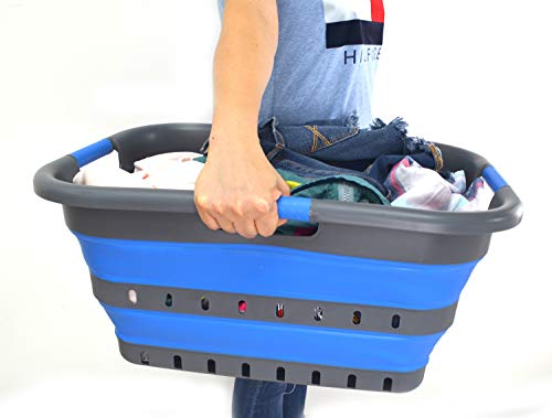 SAMMART 41L (10.8 Gallon) Collapsible Plastic Laundry Basket - Foldable Pop Up Storage Container/Organizer - Portable Washing Tub - Space Saving Hamper/Basket