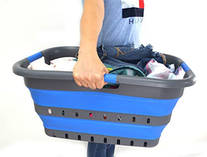 SAMMART 41L (10.8 Gallon) Collapsible Plastic Laundry Basket - Foldable Pop Up Storage Container/Organizer - Portable Washing Tub - Space Saving Hamper/Basket