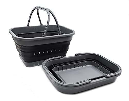 SAMMART 19L Collapsible Tub with Handle - Portable Outdoor Picnic Basket/Crater - Foldable Shopping Bag - Space Saving Storage Container