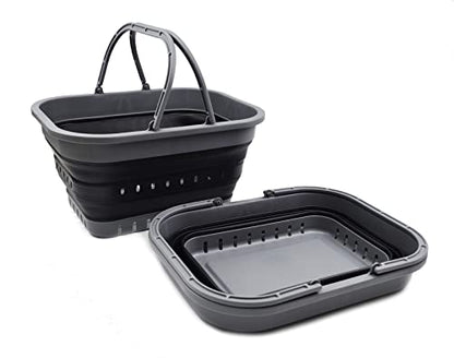 SAMMART 19L Collapsible Tub with Handle - Portable Outdoor Picnic Basket/Crater - Foldable Shopping Bag - Space Saving Storage Container