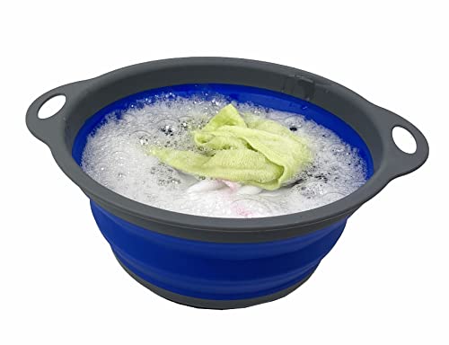SAMMART 2.6L Collapsible Tub - Foldable Dish Tub - Portable Washing Basin - Space Saving Plastic Washtub