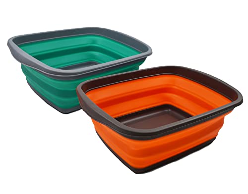 SAMMART 10L Collapsible Tub - Foldable Dish Tub - Portable Washing Basin - Space Saving Plastic Washtub