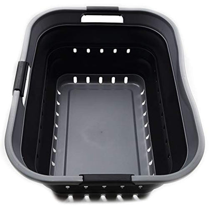 SAMMART 42L Collapsible Plastic Laundry Basket - Foldable Pop Up Storage Container/Organizer - Transportable Washing Tub - Space Saving Hamper/Basket