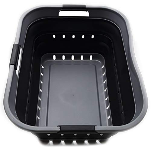 SAMMART 42L Collapsible Plastic Laundry Basket - Foldable Pop Up Storage Container/Organizer - Transportable Washing Tub - Space Saving Hamper/Basket