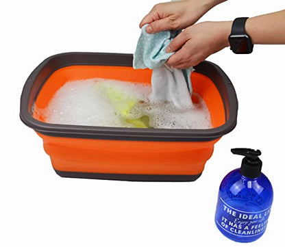 SAMMART 10L Collapsible Tub - Foldable Dish Tub - Portable Washing Basin - Space Saving Plastic Washtub