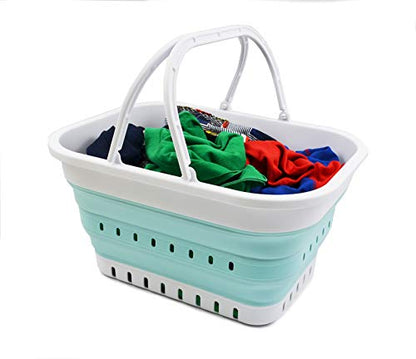 SAMMART 9.2L & 19L Collapsible Tub with Handle - Portable Outdoor Picnic Basket/Crater - Foldable Shopping Bag - 2 Pieces