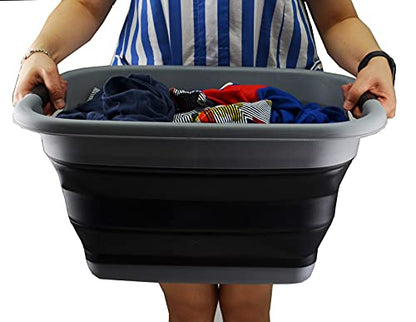 SAMMART 2 pcs Set : 25L Collapsible Plasic Laundry Basket & 5L Collapsible Bucket