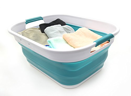 SAMMART 19.5L Set of 2 Collapsible Plastic Laundry Basket - Foldable Pop Up Storage Container - Portable Washing Basket - Space Saving Hamper