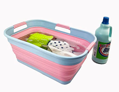 SAMMART 21L Collapsible Plastic Storge Basket - Foldable Pop Up Storage Container/Organizer - Portable Washing Tub - Space Saving Hamper/Basket