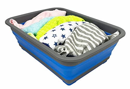 SAMMART 7L (1.85 Gallon) Collapsible Tub - Foldable Dish Tub - Portable Washing Basin - Space Saving Plastic Washtub