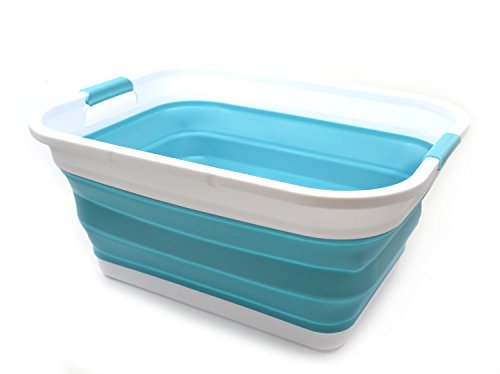 SAMMART 42L Collapsible Plastic Laundry Basket - Foldable Pop Up Storage Container/Organizer - Portable Washing Tub - Space Saving Hamper/Basket/Basin