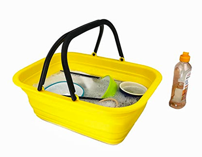 SAMMART 9.2L Collapsible Tub with Handle - Portable Outdoor Picnic Basket/Crater - Foldable Shopping Bag - Space Saving Storage Container