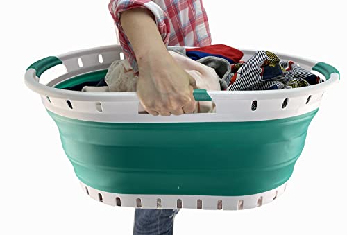 SAMMART 44L Collapsible Plastic Laundry Basket - Foldable Pop Up Storage Container/Organizer - Portable Washing Tub - Space Saving Hamper/Basket