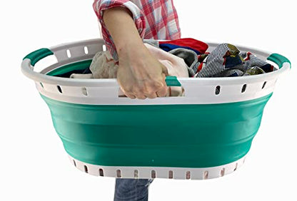 SAMMART 44L Collapsible Plastic Laundry Basket - Foldable Pop Up Storage Container/Organizer - Portable Washing Tub - Space Saving Hamper/Basket