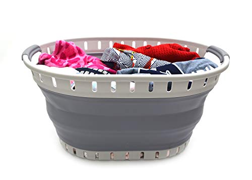 SAMMART Collapsible Plastic Laundry Basket - Foldable Pop Up Storage Container/Organizer - Portable Shopping Bakset - Space Saving Hamper/Tub