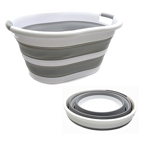 SAMMART 2 pcs Set : 36L Collapsible Plastic Laundry Basket & 10L Collapsible Bucket