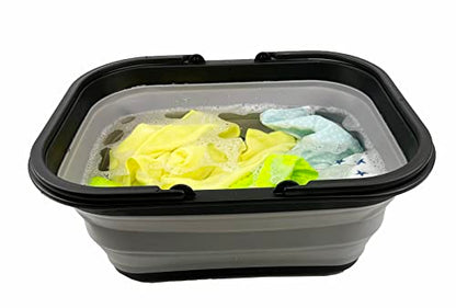SAMMART 15L Collapsible Basket with Handle - Foldable Outdoor Picnic Basket/Crater/Shopping Bag - Portable Container - Space Saving Storage