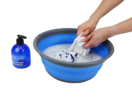 SAMMART 7.5L Collapsible Tub - Foldable Dish Tub - Portable Washing Basin - Space Saving Plastic Washtub