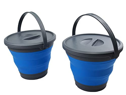 SAMMART 5.5L Collapsible Plastic Bucket with Lid - Foldable Round Tub with Lid - Portable Fishing Water Pail - Space Saving Outdoor Waterpot.