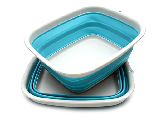 SAMMART Collapsible Tub - 9.45L - Foldable Dish Tub - Portable Washing Basin - Space Saving Plastic Washtub