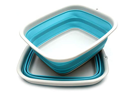 SAMMART Collapsible Tub - 9.45L - Foldable Dish Tub - Portable Washing Basin - Space Saving Plastic Washtub