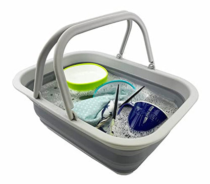 SAMMART 9.2L Collapsible Tub with Handle - Portable Outdoor Picnic Basket/Crater - Foldable Shopping Bag - Space Saving Storage Container