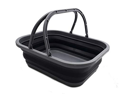 SAMMART 12L Collapsible Tub with Handle - Portable Outdoor Picnic Basket/Crater - Foldable Shopping Bag - Space Saving Storage Container