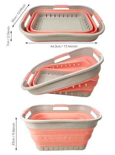 SAMMART Collapsible Plastic Rectangular Laundry Basket - Foldable Pop Up Storage Container/Organizer - Portable Laundry Hamper- Space Saving