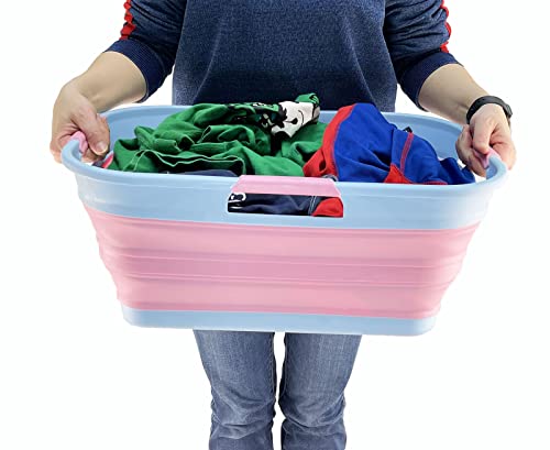 SAMMART 21L Collapsible Plastic Storge Basket - Foldable Pop Up Storage Container/Organizer - Portable Washing Tub - Space Saving Hamper/Basket