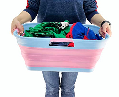 SAMMART 21L Collapsible Plastic Storge Basket - Foldable Pop Up Storage Container/Organizer - Portable Washing Tub - Space Saving Hamper/Basket