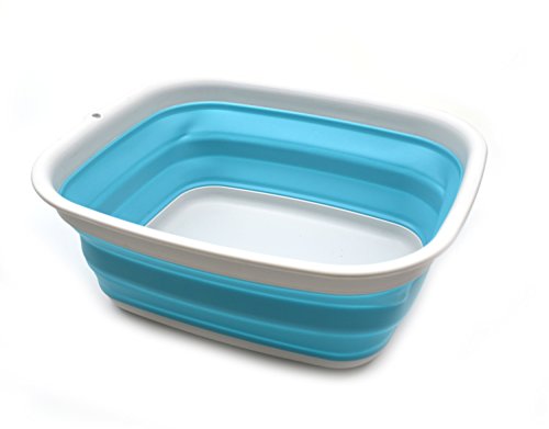 SAMMART 9.45L Collapsible Tub - Foldable Dish Tub - Portable Washing Basin - Space Saving Plastic Washtub