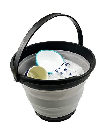 SAMMART 10L Collapsible Plastic Bucket - Foldable Round Tub - Portable Fishing Water Pail - Space Saving Outdoor Waterpot. Size 31cm Dia