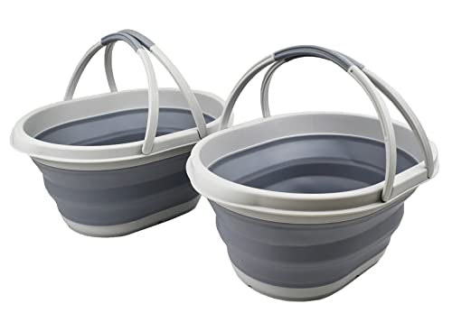 SAMMART 11L Collapsible Basket with Handle - Portable Outdoor Picnic Basket/Crater - Foldable Shopping Bag - Space Saving Storage Container