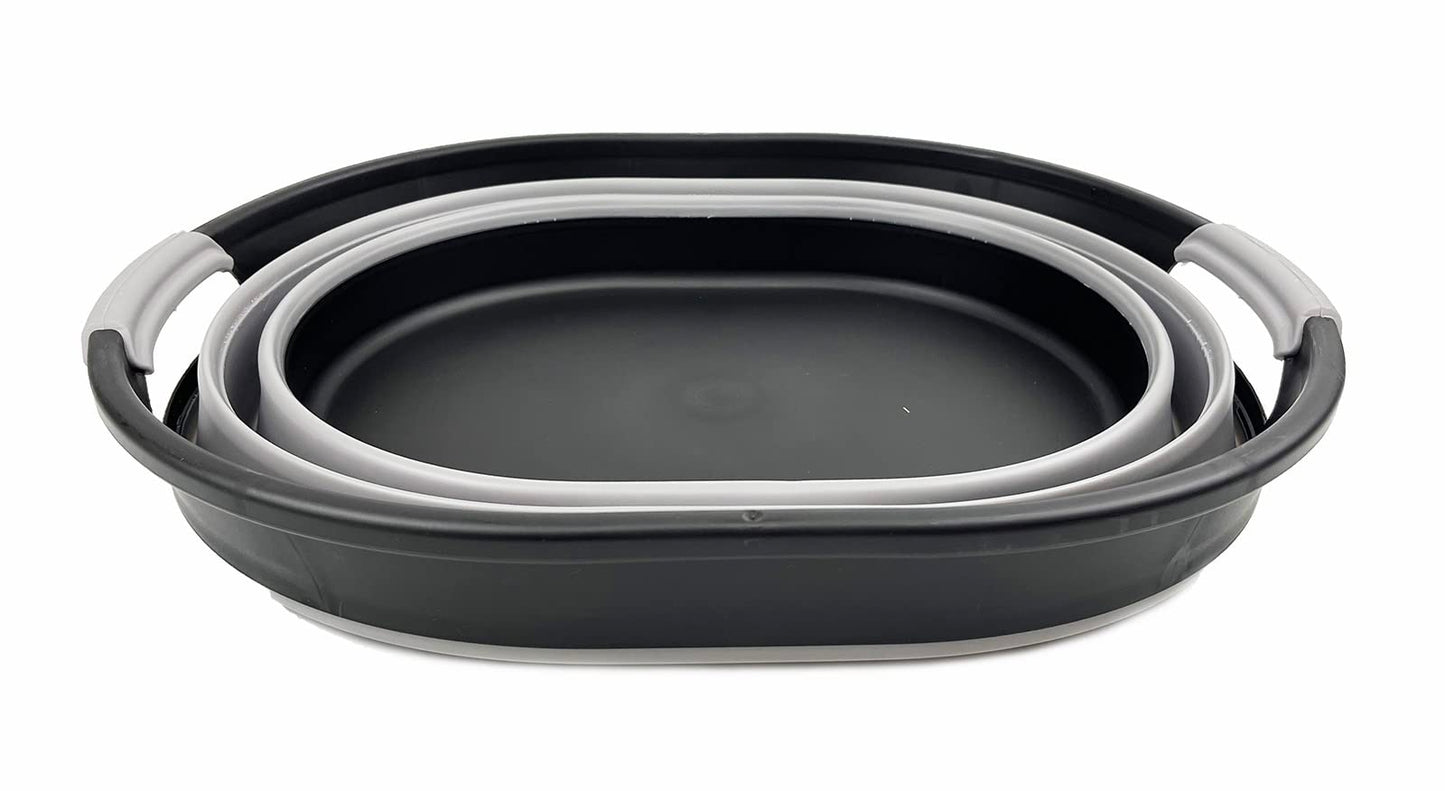 SAMMART 23L Collapsible Plastic Laundry Basket - Oval Tub/Basket - Foldable Storage Container/Organizer - Portable Washing Tub - Space Saving Laundry Hamper
