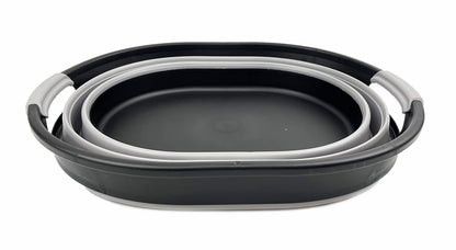 SAMMART 23L Collapsible Plastic Laundry Basket - Oval Tub/Basket - Foldable Storage Container/Organizer - Portable Washing Tub - Space Saving Laundry Hamper