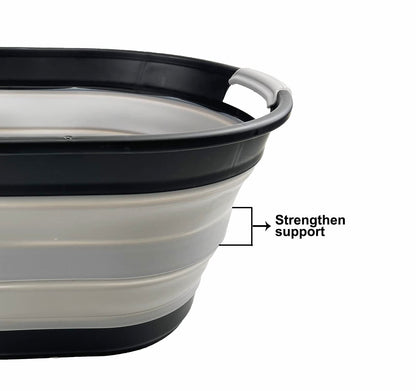 SAMMART 23L Collapsible Plastic Laundry Basket - Oval Tub/Basket - Foldable Storage Container/Organizer - Portable Washing Tub - Space Saving Laundry Hamper