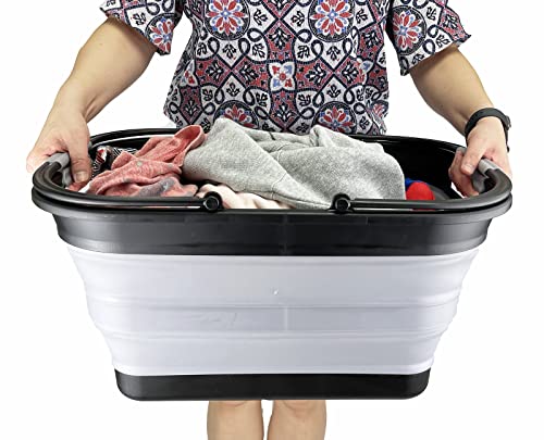 SAMMART 29L Collapsible Tub with Handle - Portable Outdoor Picnic Basket/Crater - Foldable Shopping Bag - Space Saving Storage Container