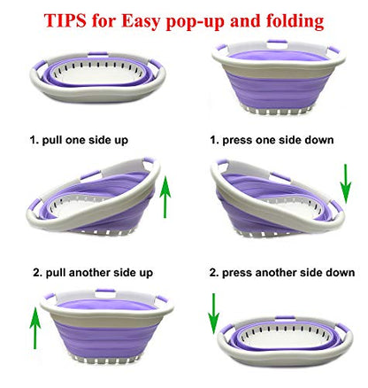 SAMMART 41L (10.8 Gallon) Collapsible Plastic Laundry Basket - Foldable Pop Up Storage Container/Organizer - Portable Washing Tub - Space Saving Hamper/Basket