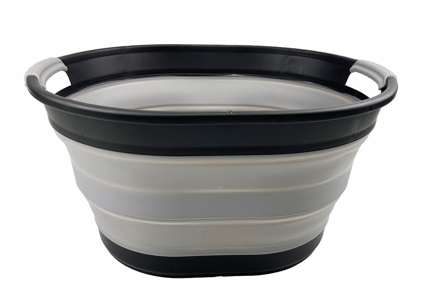 SAMMART 23L Collapsible Plastic Laundry Basket - Oval Tub/Basket - Foldable Storage Container/Organizer - Portable Washing Tub - Space Saving Laundry Hamper