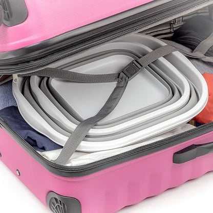 SAMMART 2 pcs Collapsible Tub Set (5.5L + 10L)-Dishpan-Foldable Washing Basin-Portable Dish Washing Tub-Space Saving Kitchen Storage Tray
