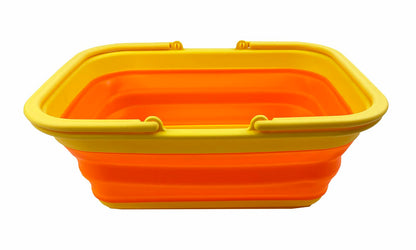 SAMMART 9.2L Collapsible Tub with Handle - Portable Outdoor Picnic Basket/Crater - Foldable Shopping Bag - Space Saving Storage Container… (Yellow/Carrot)