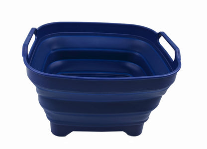 SAMMART 7.5L Collapsible Dishpan with Draining Plug - Foldable Washing Basin - Portable Dish Washing Tub - Space Saving Kitchen Storage Tray (Royal Blue, 1)