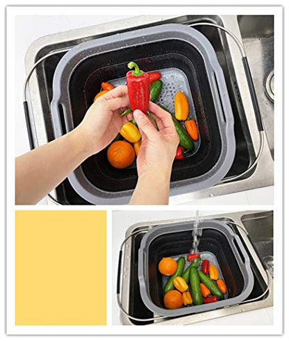 SAMMART 12L Expandable & Collapsible Plastic Dish Drainer-Foldable Drying Rack-Portable Dinnerware Organizer-Space Saving Kitchen Storage Tray