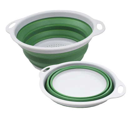 SAMMART 2.6L Collapsible TPE/PP Colander & Bowl Set. Foldable Washing Basin - Portable Dish Washing Tub - Space Saving Colander
